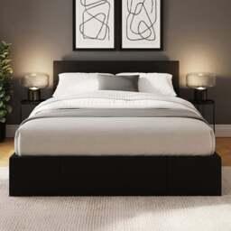 GFW Double Black Faux Leather End Lift Ottoman Bed with Memory Pocket Spring Mattress - Wilko - thumbnail 1