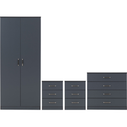 Seconique Dakota 2 Door Wardrobe Dark Grey Bedroom Furniture Set - Size: 175 x 75 x 48cm - Wilko - thumbnail 3