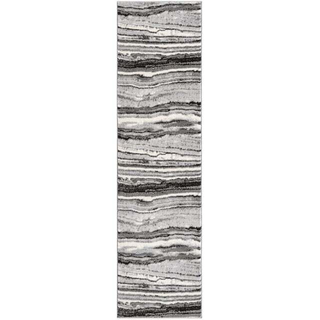 Desire Rugs Obsidian Grey Coast Waves Abstract Rug 60 x 220cm - Size: 220 x 60 x 0.8cm - Wilko - image 1