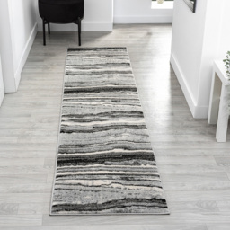 Desire Rugs Obsidian Grey Coast Waves Abstract Rug 60 x 220cm - Size: 220 x 60 x 0.8cm - Wilko - thumbnail 3