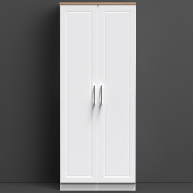 Crowndale Kent Ready Assembled 2 Door White Ash and Modern Oak Wardrobe - Wilko - image 1