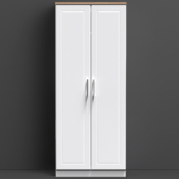 Crowndale Kent Ready Assembled 2 Door White Ash and Modern Oak Wardrobe - Wilko - thumbnail 1