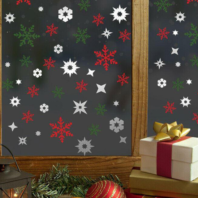 Walplus Silver and Colourful Christmas Snowflakes Self Adhesive Window Stickers 82 Piece - Size: 0.2 x 90 x 90cm - Multi - Wilko - image 1