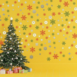 Walplus Silver and Colourful Christmas Snowflakes Self Adhesive Window Stickers 82 Piece - Size: 0.2 x 90 x 90cm - Multi - Wilko - thumbnail 4