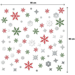 Walplus Silver and Colourful Christmas Snowflakes Self Adhesive Window Stickers 82 Piece - Size: 0.2 x 90 x 90cm - Multi - Wilko - thumbnail 6