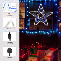 The Christmas Workshop 5m Blue and White LED Star String Light - Wilko - thumbnail 7