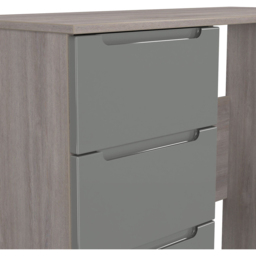 Crowndale Milan 3 Drawer Grey Gloss and Grey Oak Dressing Table Ready Assembled - Size: 80 x 90 x 39cm - Grey Gloss & Grey Oak - Wilko - thumbnail 6
