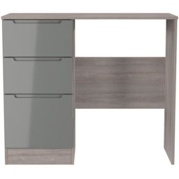 Crowndale Milan 3 Drawer Grey Gloss and Grey Oak Dressing Table Ready Assembled - Size: 80 x 90 x 39cm - Grey Gloss & Grey Oak - Wilko - thumbnail 3