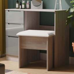 Crowndale Milan 3 Drawer Grey Gloss and Grey Oak Dressing Table Ready Assembled - Size: 80 x 90 x 39cm - Grey Gloss & Grey Oak - Wilko