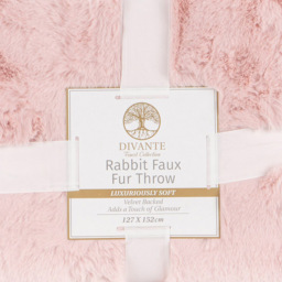 Divante Blush Rabbit Faux Fur Throw 127 x 152cm - Wilko - thumbnail 5