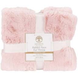 Divante Blush Rabbit Faux Fur Throw 127 x 152cm - Wilko - thumbnail 1