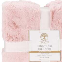 Divante Blush Rabbit Faux Fur Throw 127 x 152cm - Wilko - thumbnail 6