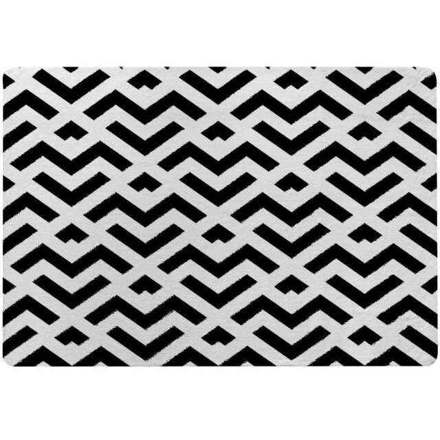 Benjamin Tate Design Faux Wool Extra Large Black and White Geometric Rug 230 x 160cm - Size: 230 x 160 x 1cm - Wilko - image 1