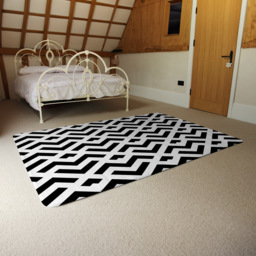 Benjamin Tate Design Faux Wool Extra Large Black and White Geometric Rug 230 x 160cm - Size: 230 x 160 x 1cm - Wilko - thumbnail 5