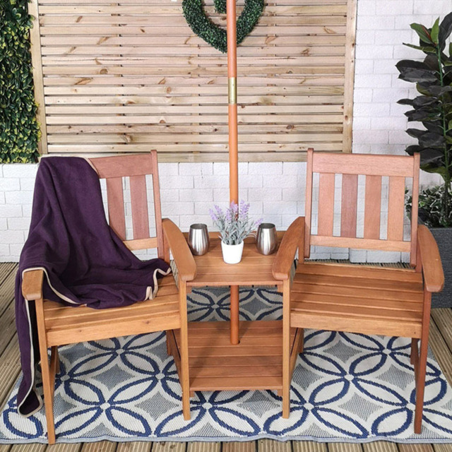 Samuel Alexander Atlanta 2 Seater Wooden Companion Seat - Brown - Wilko - image 1