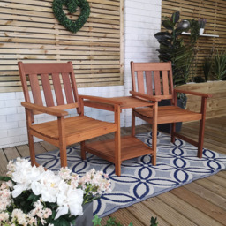 Samuel Alexander Atlanta 2 Seater Wooden Companion Seat - Brown - Wilko - thumbnail 5