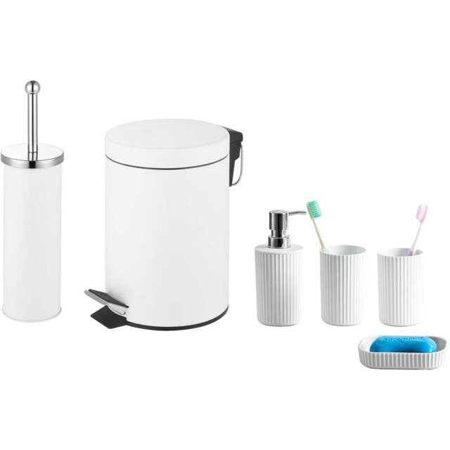Innoteck Essentials 6 Piece White Bathroom Set - Size: 26 x 17 x 17cm - Wilko - image 1
