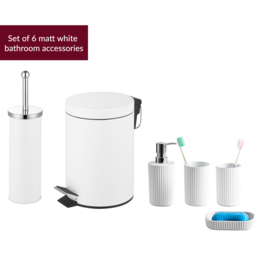 Innoteck Essentials 6 Piece White Bathroom Set - Size: 26 x 17 x 17cm - Wilko - thumbnail 4