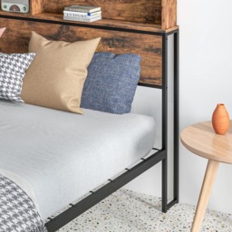 Portland Double Rustic Brown Industrial Style Steel Bed Frame with Headboard and Footboard - Wilko - thumbnail 4