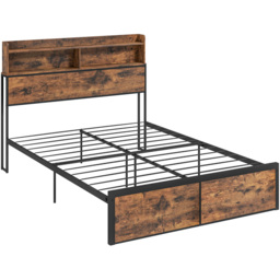 Portland Double Rustic Brown Industrial Style Steel Bed Frame with Headboard and Footboard - Wilko - thumbnail 3