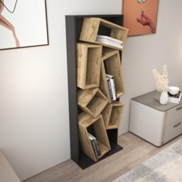 Decorotika Carmen 6 Shelf Black and Oud Bookcase - Size: 153.6 x 60 x 24cm - Multi - Wilko - thumbnail 4