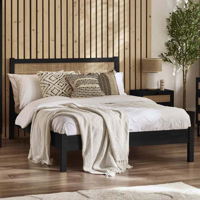 Julian Bowen Padstow Rattan Double Black Bed Frame - Wilko - image 1