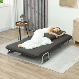 HOMCOM 2 Seater Charcoal Grey Fabric Sofa Bed with Pillows - Wilko - thumbnail 5