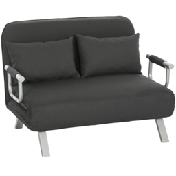 HOMCOM 2 Seater Charcoal Grey Fabric Sofa Bed with Pillows - Wilko - thumbnail 3