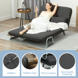 HOMCOM 2 Seater Charcoal Grey Fabric Sofa Bed with Pillows - Wilko - thumbnail 7