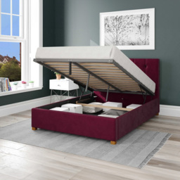 Aspire Hepburn Double Berry Plush Velvet Ottoman Bed - Purple - Aspire Beds - Wilko - thumbnail 3