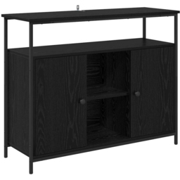 vidaXL 2 Door 3 Shelf Black Oak Sideboard - Size: 80 x 100 x 35cm - Wilko - thumbnail 3