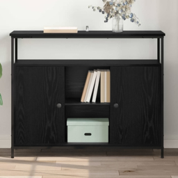 vidaXL 2 Door 3 Shelf Black Oak Sideboard - Size: 80 x 100 x 35cm - Wilko - thumbnail 1