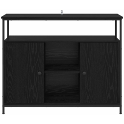 vidaXL 2 Door 3 Shelf Black Oak Sideboard - Size: 80 x 100 x 35cm - Wilko - thumbnail 5
