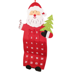 Samuel Alexander Red and White Christmas Hanging Santa Advent Calendar - Size: 90 x 18 x 12cm - Multi - Wilko