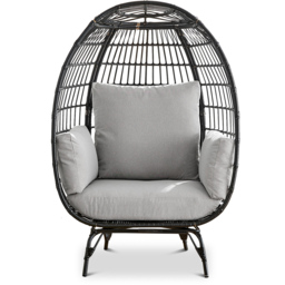 Veza Black Rattan Egg Chair with Cushions - Size: 84 x 107.5 x 148.5cm - Furniturebox - Wilko - thumbnail 4