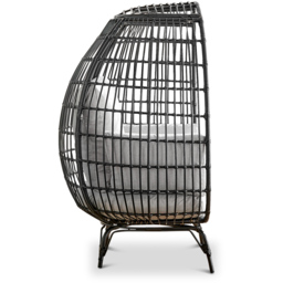 Veza Black Rattan Egg Chair with Cushions - Size: 84 x 107.5 x 148.5cm - Furniturebox - Wilko - thumbnail 5