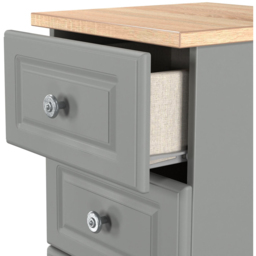 Crowndale Norfolk 5 Drawer Dusk Grey and Bardolino Oak Tall Bedside Cabinet Ready Assembled - Dusk Grey & Bardolino Oak - Wilko - thumbnail 7