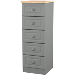 Crowndale Norfolk 5 Drawer Dusk Grey and Bardolino Oak Tall Bedside Cabinet Ready Assembled - Dusk Grey & Bardolino Oak - Wilko - thumbnail 5