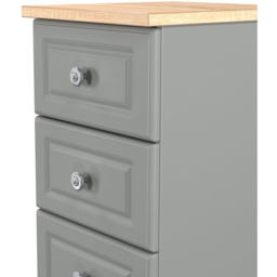 Crowndale Norfolk 5 Drawer Dusk Grey and Bardolino Oak Tall Bedside Cabinet Ready Assembled - Dusk Grey & Bardolino Oak - Wilko - thumbnail 6