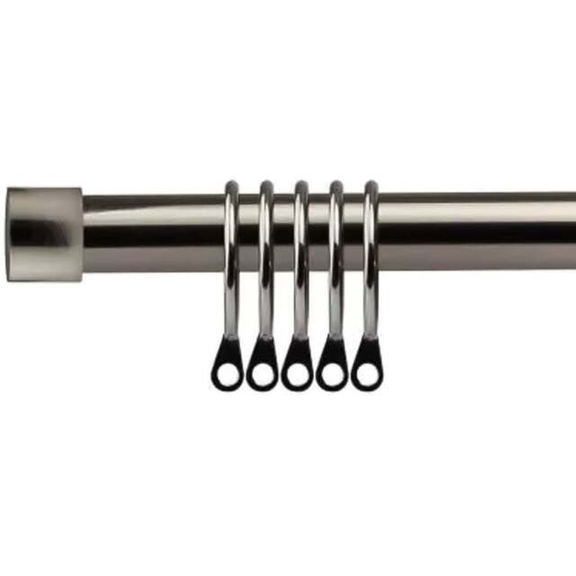 New Edge Blinds 160-300cm Extendable Black Silk Fenton Metal Curtain Pole - Size: 160 - 300cm - Wilko - image 1