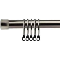 New Edge Blinds 160-300cm Extendable Black Silk Fenton Metal Curtain Pole - Size: 160 - 300cm - Wilko