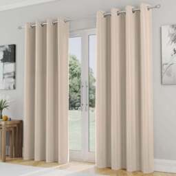 Enhanced Living Supersoft Natural Blackout Eyelet Thermal Curtains 117 x 137cm - Cream - Wilko