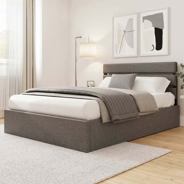 GFW Hudson Small Double Grey End Lift Ottoman Bed with SC Bonnell Mattress - Wilko - image 1