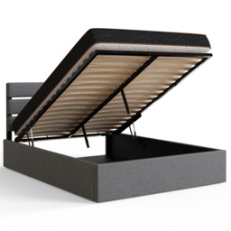 GFW Hudson Small Double Grey End Lift Ottoman Bed with SC Bonnell Mattress - Wilko - thumbnail 6