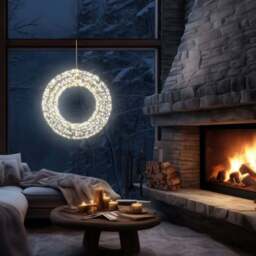 Xmas Haus Warm White LED Metal Wreath 70cm - Black - Wilko - thumbnail 6
