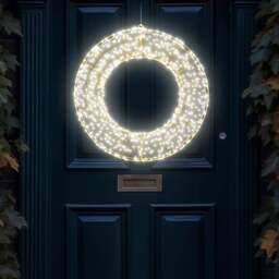 Xmas Haus Warm White LED Metal Wreath 70cm - Black - Wilko - thumbnail 5