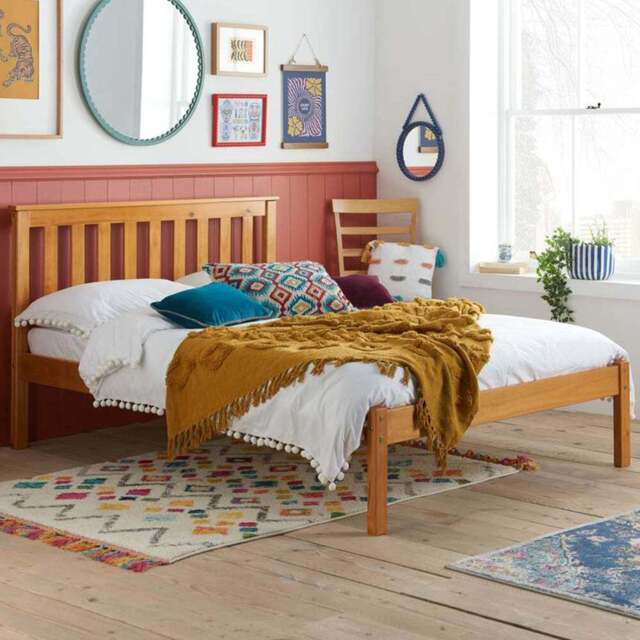 Denver King Size Pine Wooden Bed - Brown - Birlea - Wilko - image 1
