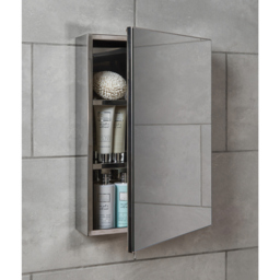 Kensington Silver Single Door Mirror Bathroom Cabinet - Size: 36 x 52 x 12cm - Wilko - thumbnail 4