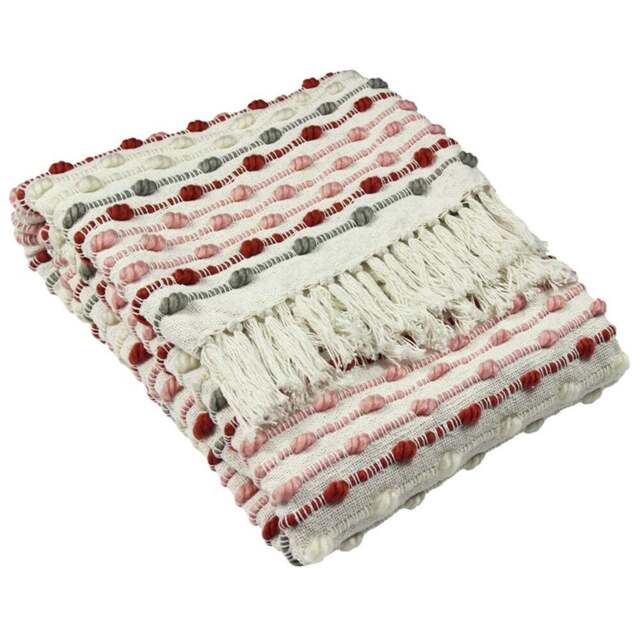 furn. Dhadit Blush Pink Stripe Throw 130 x 150cm - Size: 150 x 130cm - Wilko - image 1
