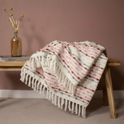 furn. Dhadit Blush Pink Stripe Throw 130 x 150cm - Size: 150 x 130cm - Wilko - thumbnail 3